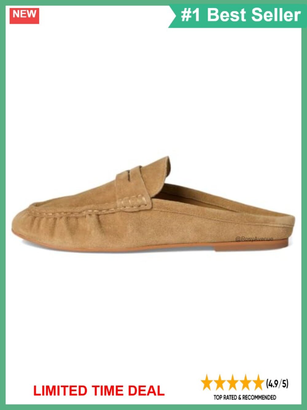 Mule Loafers Slip On Round Closed Toe Backless Flats Ruched Comfortable Casual